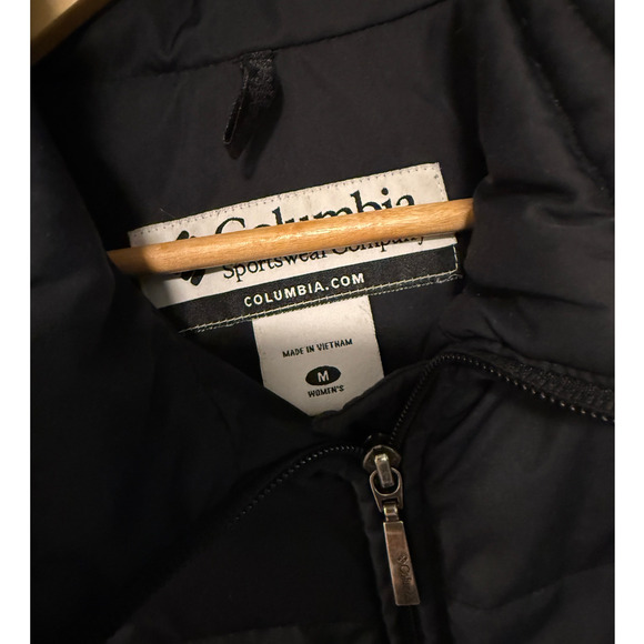 Columbia Womans M Down $225 Puffer Jacket Waterproof Hooded Coat Snow Black - Picture 3 of 9